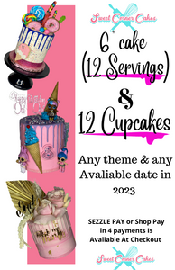 6" Cake(12 servings) and 12 Cupcakes package)