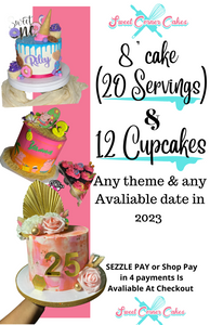 8" Cake(20 servings) and 12 Cupcake package